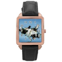 Christmas Cat Rose Gold Leather Watch  by Blueketchupshop