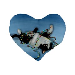 Christmas Cat Standard 16  Premium Flano Heart Shape Cushions