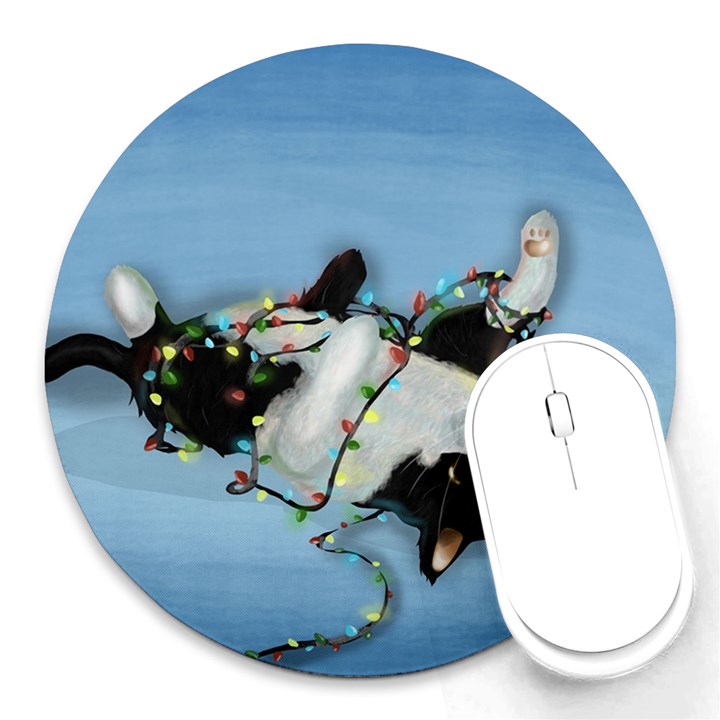 Christmas Cat Round Mousepads