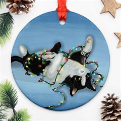 Christmas Cat Ornament (round)