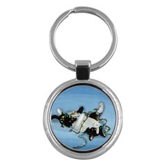 Christmas Cat Key Chain (round) by Blueketchupshop