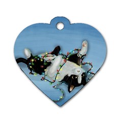 Christmas Cat Dog Tag Heart (two Sides) by Blueketchupshop