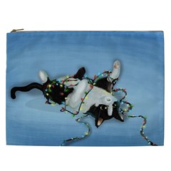 Christmas Cat Cosmetic Bag (xxl) by Blueketchupshop