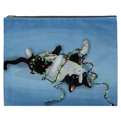 Christmas Cat Cosmetic Bag (xxxl) by Blueketchupshop