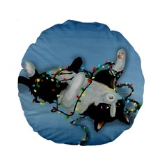 Christmas Cat Standard 15  Premium Round Cushions