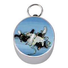 Christmas Cat Mini Silver Compasses