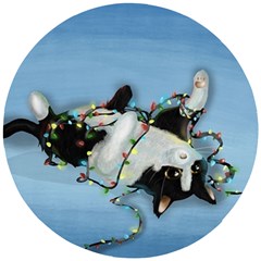 Christmas Cat Wooden Puzzle Round