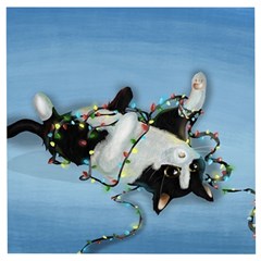 Christmas Cat Wooden Puzzle Square by Blueketchupshop