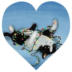 Christmas Cat Wooden Puzzle Heart