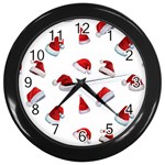 Red Christmas Hats Wall Clock (Black) Front