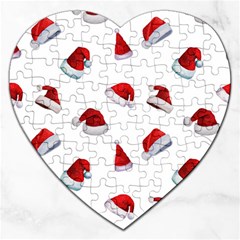 Red Christmas Hats Jigsaw Puzzle (heart) by SychEva