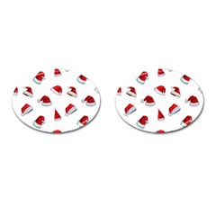 Red Christmas Hats Cufflinks (oval) by SychEva