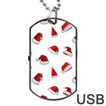 Red Christmas Hats Dog Tag USB Flash (One Side) Front