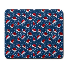 Blue Christmas Hats Large Mousepads by SychEva