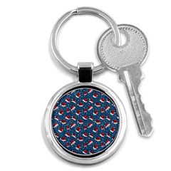 Blue Christmas Hats Key Chain (round) by SychEva