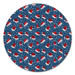 Blue Christmas Hats Magnet 5  (round) by SychEva