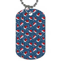 Blue Christmas Hats Dog Tag (two Sides) by SychEva