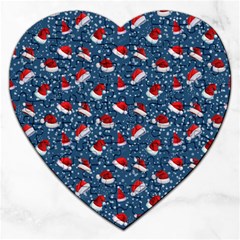 Blue Christmas Hats Jigsaw Puzzle (heart) by SychEva