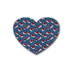 Blue Christmas Hats Rubber Coaster (heart) by SychEva