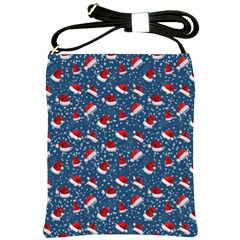 Blue Christmas Hats Shoulder Sling Bag by SychEva