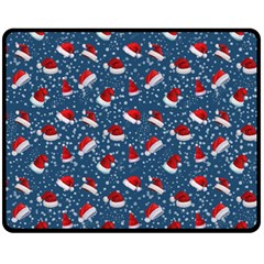 Blue Christmas Hats Fleece Blanket (medium)  by SychEva