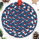 Blue Christmas Hats Ornament (Round Filigree) Front