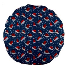 Blue Christmas Hats Large 18  Premium Round Cushions by SychEva