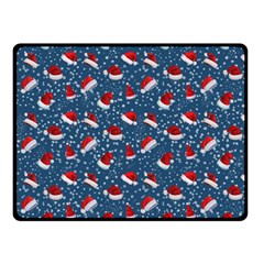 Blue Christmas Hats Double Sided Fleece Blanket (small)  by SychEva