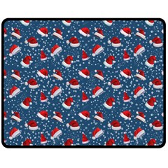 Blue Christmas Hats Double Sided Fleece Blanket (medium)  by SychEva