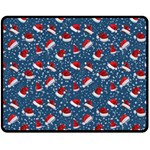 Blue Christmas Hats Double Sided Fleece Blanket (Medium)  58.8 x47.4  Blanket Front