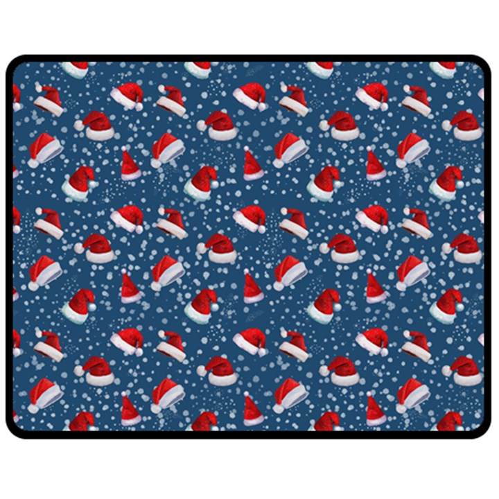 Blue Christmas Hats Double Sided Fleece Blanket (Medium) 