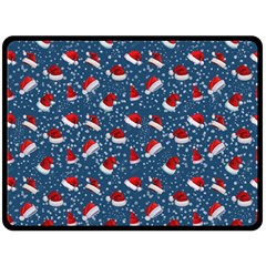 Blue Christmas Hats Double Sided Fleece Blanket (large)  by SychEva