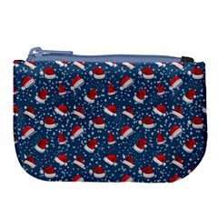 Blue Christmas Hats Large Coin Purse by SychEva