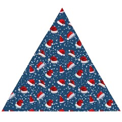 Blue Christmas Hats Wooden Puzzle Triangle by SychEva