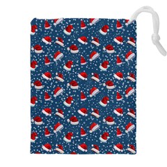 Blue Christmas Hats Drawstring Pouch (4xl) by SychEva