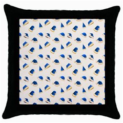 Blue Christmas Hats Throw Pillow Case (black) by SychEva