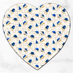 Blue Christmas Hats Jigsaw Puzzle (heart) by SychEva