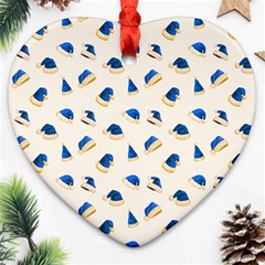 Blue Christmas Hats Heart Ornament (two Sides) by SychEva