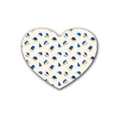 Blue Christmas Hats Rubber Heart Coaster (4 Pack) by SychEva