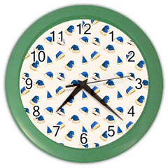 Blue Christmas Hats Color Wall Clock by SychEva