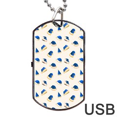 Blue Christmas Hats Dog Tag Usb Flash (two Sides) by SychEva