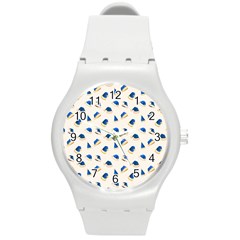 Blue Christmas Hats Round Plastic Sport Watch (m) by SychEva