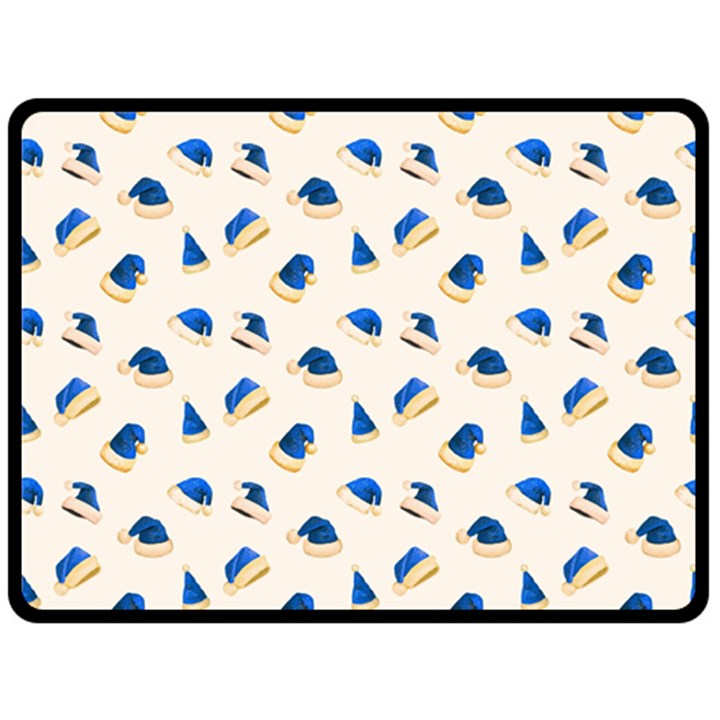 Blue Christmas Hats Double Sided Fleece Blanket (Large) 