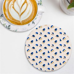 Blue Christmas Hats Uv Print Round Tile Coaster by SychEva