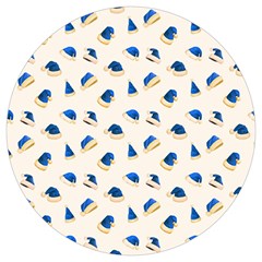 Blue Christmas Hats Round Trivet by SychEva