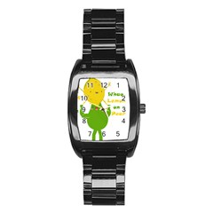 Lemon Over Pear Stainless Steel Barrel Watch