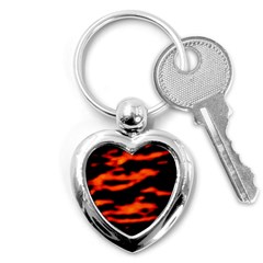 Red  Waves Abstract Series No12 Key Chain (heart) by DimitriosArt