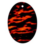 Red  Waves Abstract Series No12 Oval Ornament (Two Sides) Front