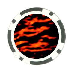 Red  Waves Abstract Series No12 Poker Chip Card Guard by DimitriosArt