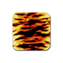 Red  Waves Abstract Series No13 Rubber Coaster (square) by DimitriosArt